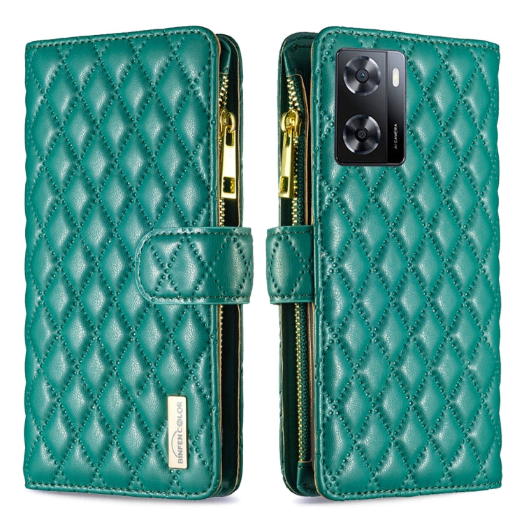 For OPPO A57 4G Diamond Lattice Zipper Wallet Leather Flip Phone Case
