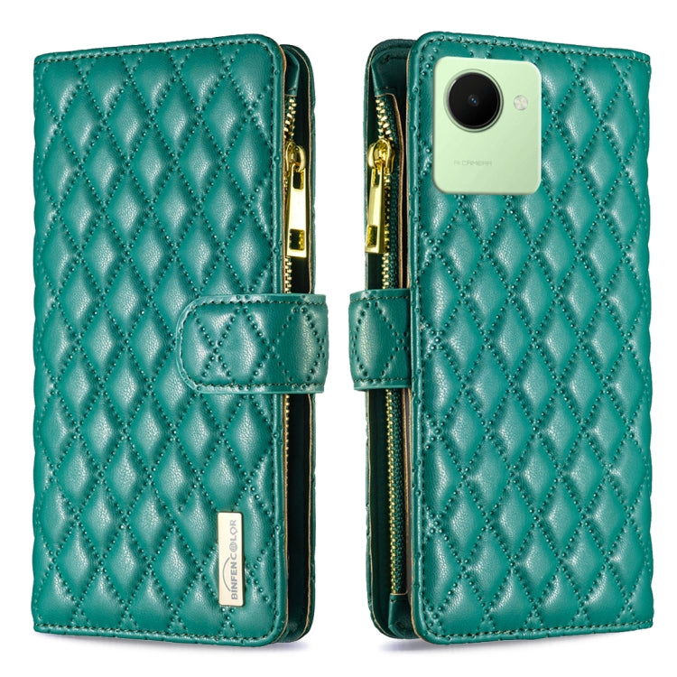 For Realme C30 Diamond Lattice Zipper Wallet Leather Flip Phone Case
