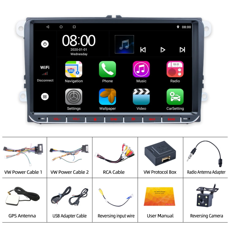 9 inch Android 11 WiFi GPS Car MP5 Player Support Phonelink / Bluetooth / FM Function, Style:with Reversing Camera