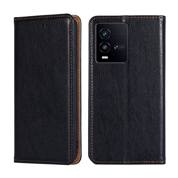 For vivo iQOO 10 Gloss Oil Solid Color Magnetic Leather Phone Case