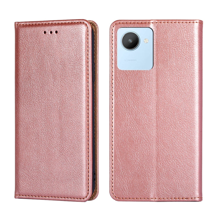 For Realme C30 4G/Narzo 50i Prime Gloss Oil Solid Color Magnetic Leather Phone Case