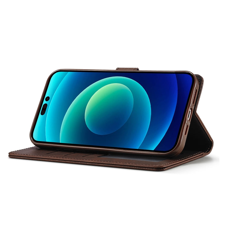 For iPhone 14 Plus LC.IMEEKE Calf Texture Horizontal Flip Leather Case