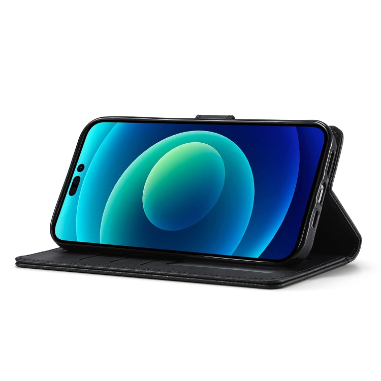 For iPhone 14 Plus LC.IMEEKE Calf Texture Horizontal Flip Leather Case