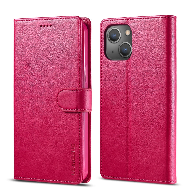 For iPhone 14 Plus LC.IMEEKE Calf Texture Horizontal Flip Leather Case