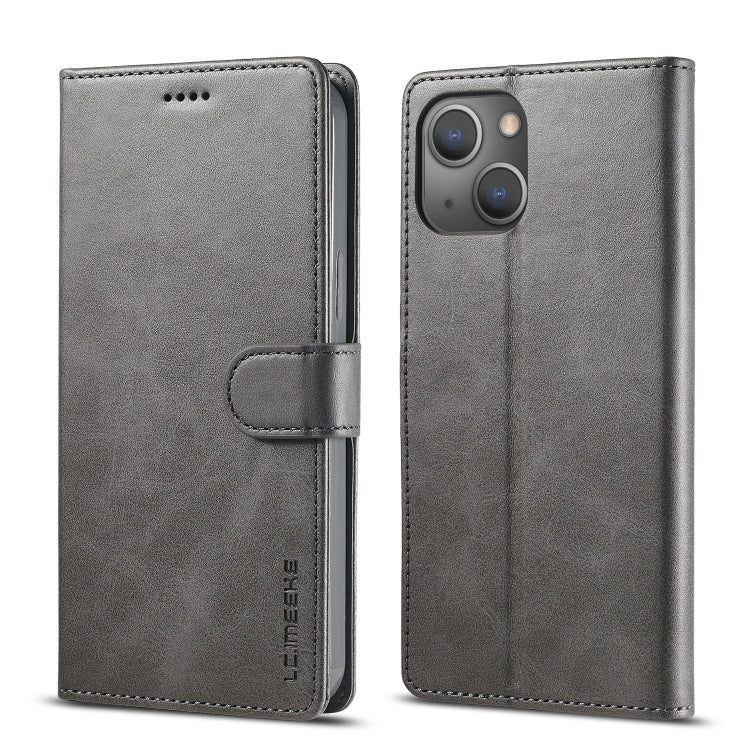 For iPhone 14 Plus LC.IMEEKE Calf Texture Horizontal Flip Leather Case