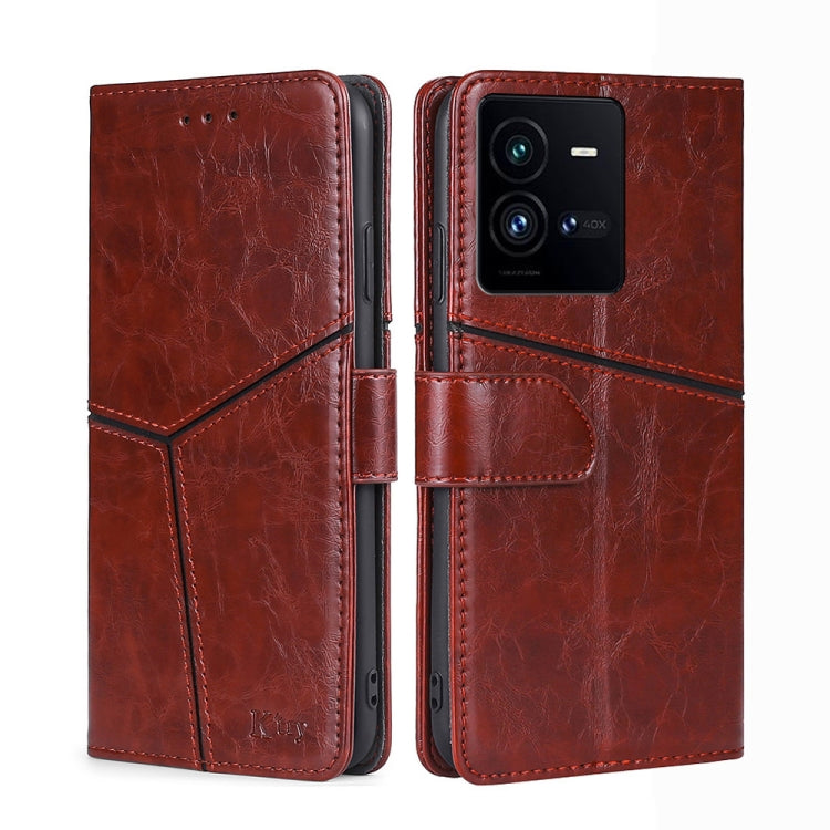 For vivo iQOO 10 Pro 5G Geometric Stitching Leather Phone Case