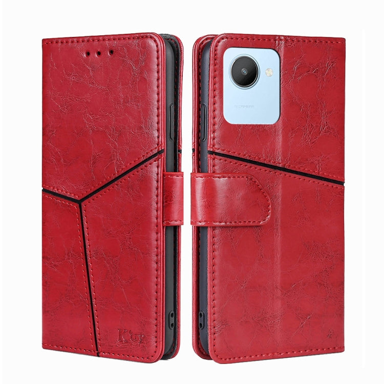 For Realme C30 4G/Narzo 50i Prime Geometric Stitching Leather Phone Case