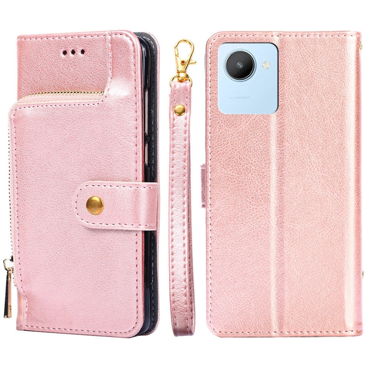 For Realme C30 4G/Narzo 50i Prime Zipper Bag Leather Phone Case