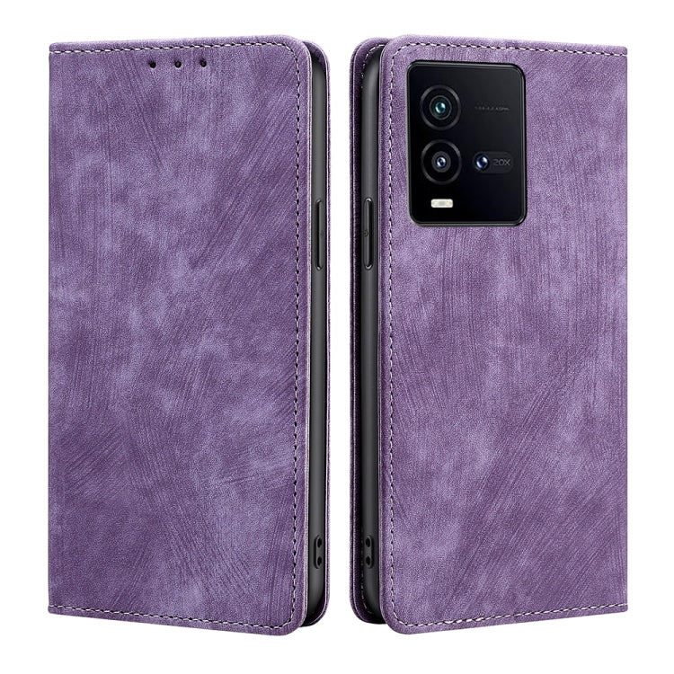 For vivo iQOO 10 RFID Anti-theft Brush Magnetic Leather Phone Case