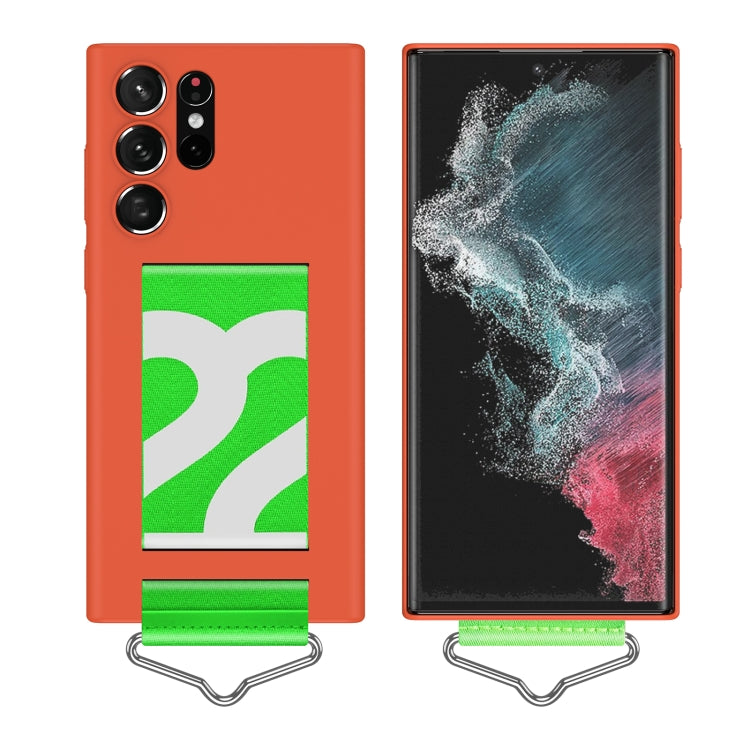 For Samsung Galaxy S22 Ultra 5G Slim Wrist Strap Bracket PC Phone Case