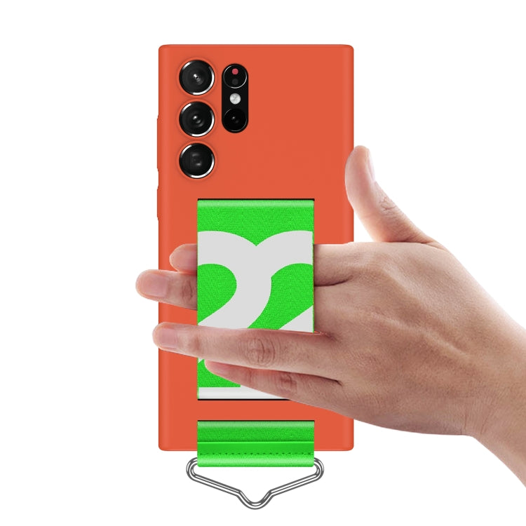 For Samsung Galaxy S22 Ultra 5G Slim Wrist Strap Bracket PC Phone Case