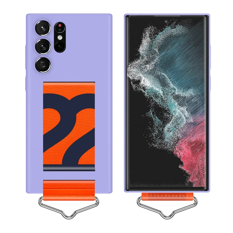 For Samsung Galaxy S22 Ultra 5G Slim Wrist Strap Bracket PC Phone Case