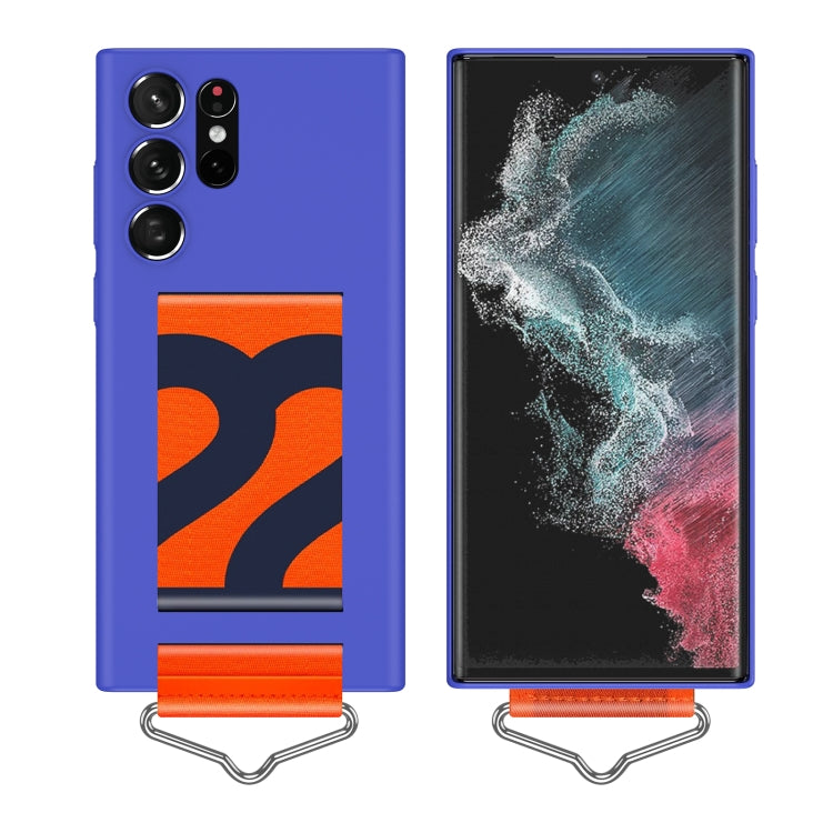 For Samsung Galaxy S22 Ultra 5G Slim Wrist Strap Bracket PC Phone Case