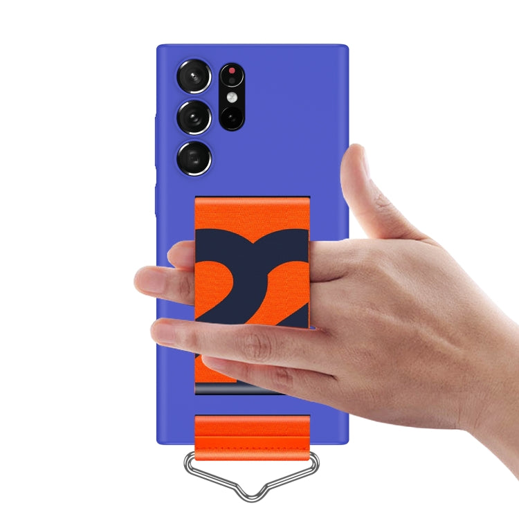 For Samsung Galaxy S22 Ultra 5G Slim Wrist Strap Bracket PC Phone Case