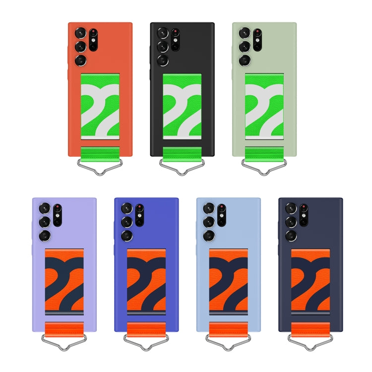 For Samsung Galaxy S22 Ultra 5G Slim Wrist Strap Bracket PC Phone Case