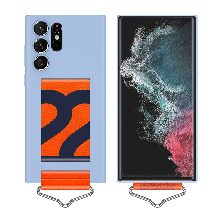 For Samsung Galaxy S22 Ultra 5G Slim Wrist Strap Bracket PC Phone Case