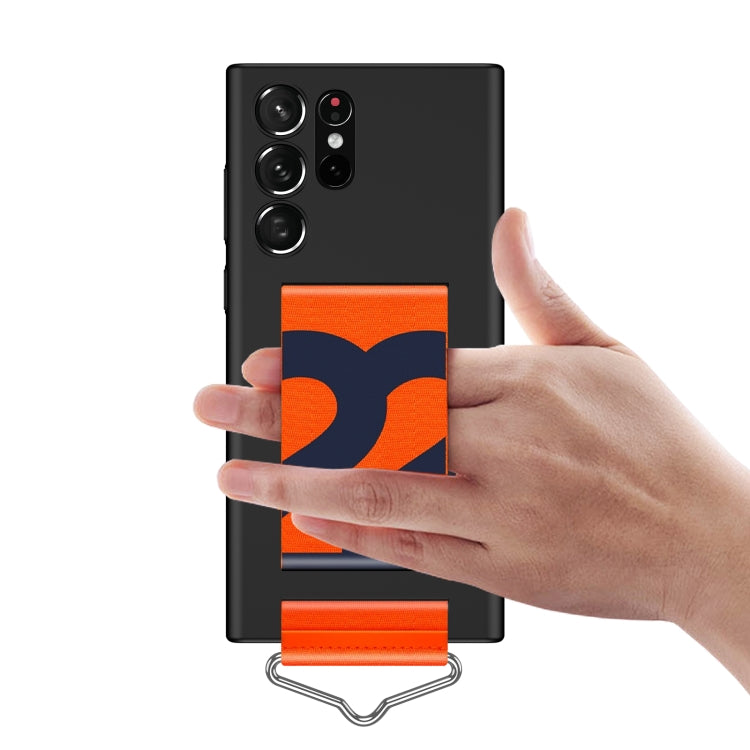 For Samsung Galaxy S22 Ultra 5G Slim Wrist Strap Bracket PC Phone Case