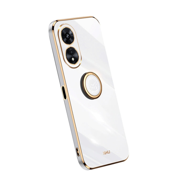 For OPPO A97 5G XINLI Straight Edge Electroplate TPU Phone Case with Ring