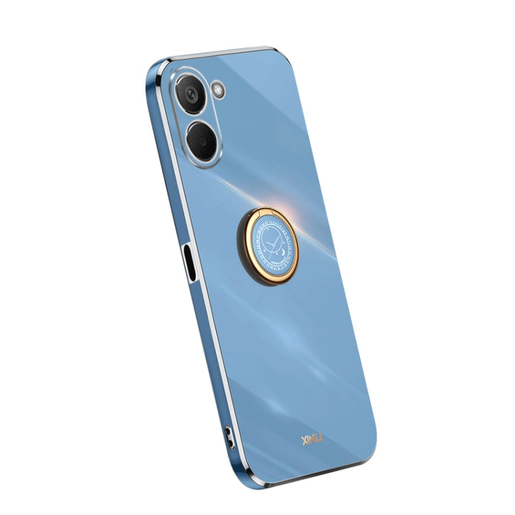 For Realme V20 5G XINLI Straight Edge Electroplate TPU Phone Case with Ring