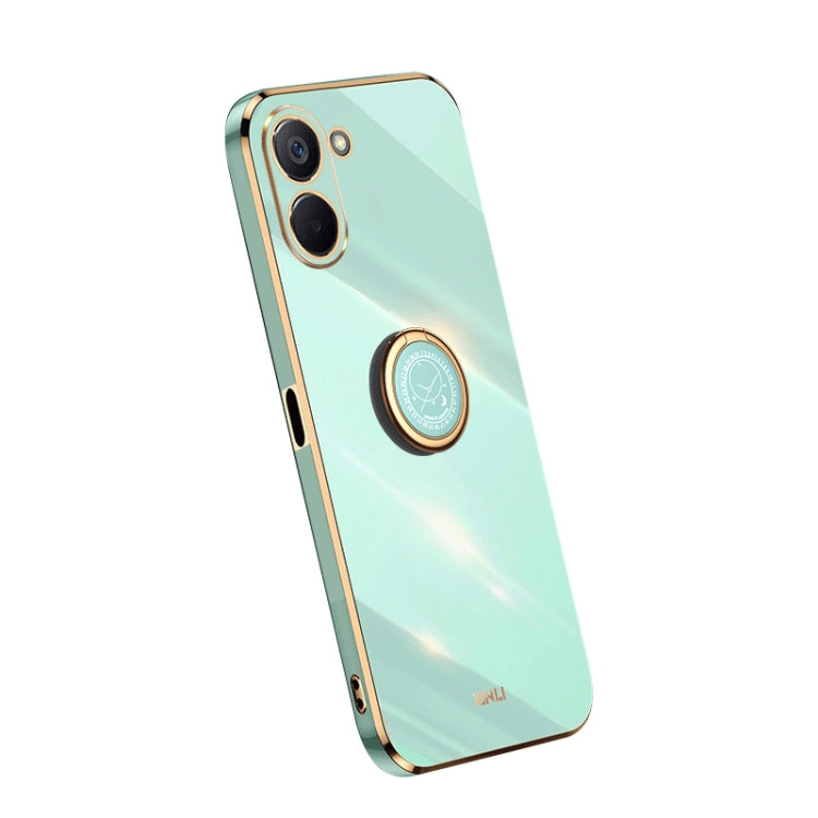 For Realme V20 5G XINLI Straight Edge Electroplate TPU Phone Case with Ring