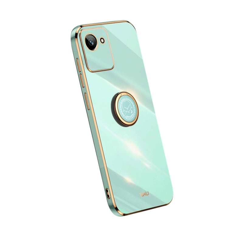 For Realme C30 XINLI Straight Edge Electroplate TPU Phone Case with Ring