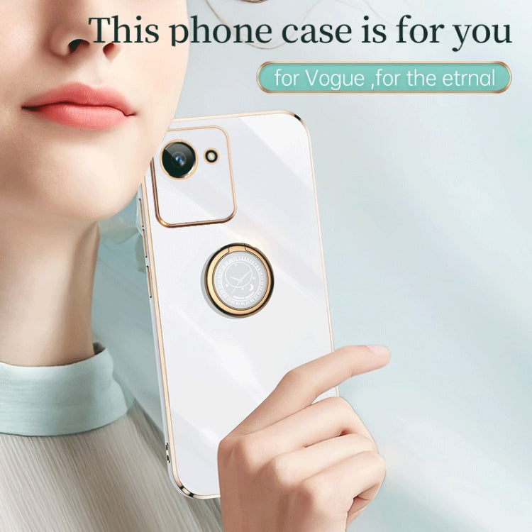 For Realme C30 XINLI Straight Edge Electroplate TPU Phone Case with Ring