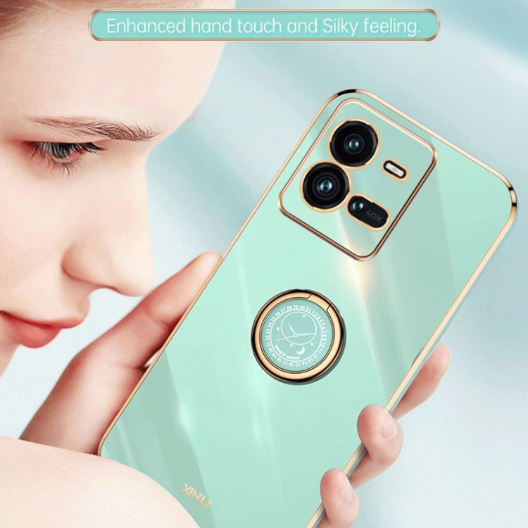 For vivo iQOO 10 Pro XINLI Straight Edge Electroplate TPU Phone Case with Ring