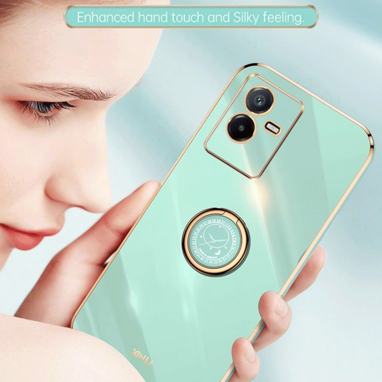 For vivo T2x 5G XINLI Straight Edge Electroplate TPU Phone Case with Ring