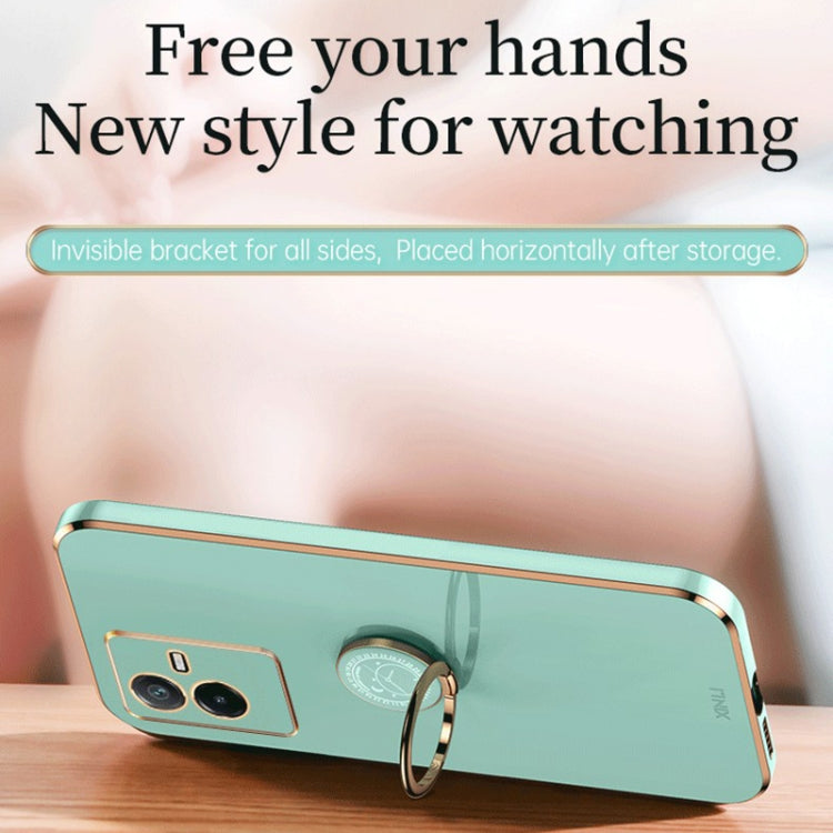 For vivo T2x 5G XINLI Straight Edge Electroplate TPU Phone Case with Ring