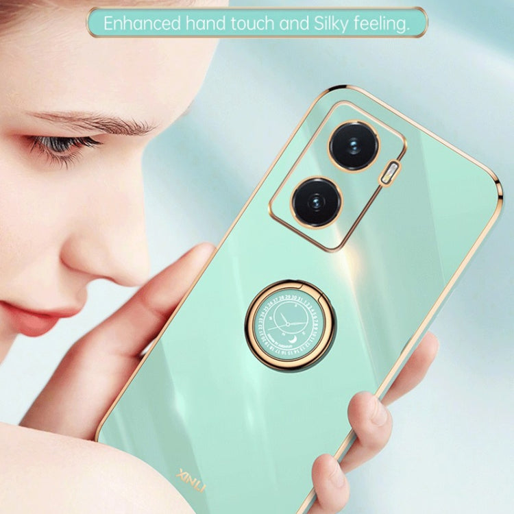 For vivo Y77 5G XINLI Straight Edge Electroplate TPU Phone Case with Ring