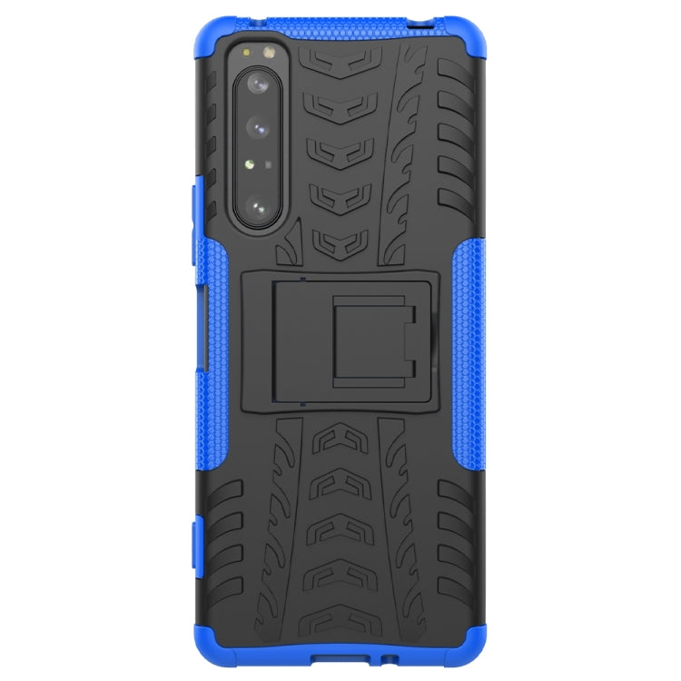 For Sony Xperia 1 II Tire Texture Shockproof TPU+PC Protective Case with Holder