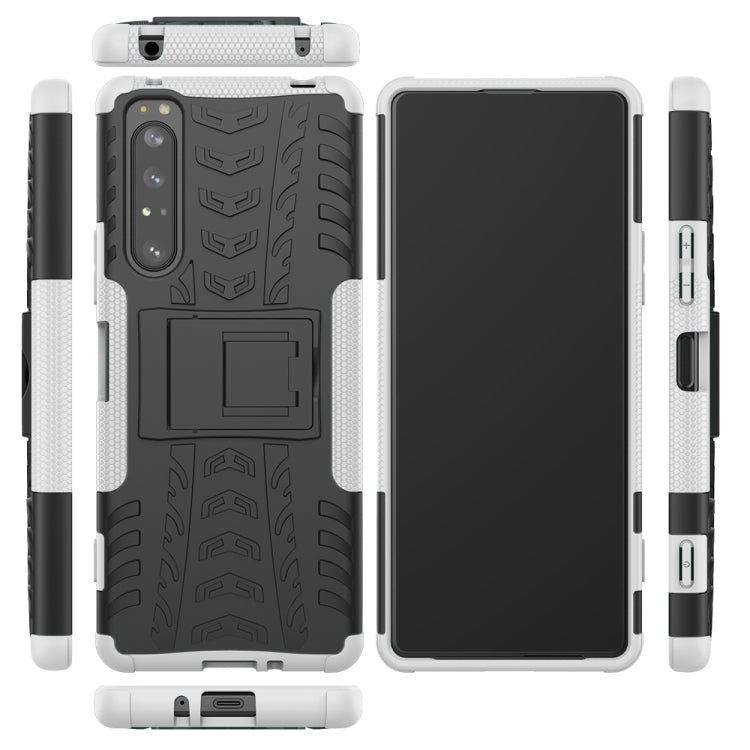 For Sony Xperia 1 II Tire Texture Shockproof TPU+PC Protective Case with Holder