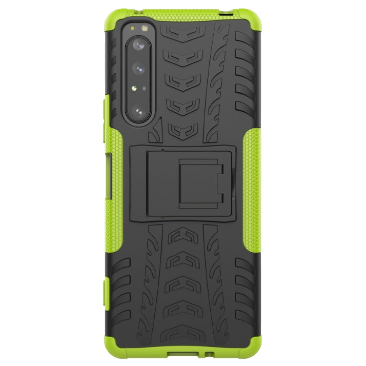 For Sony Xperia 1 II Tire Texture Shockproof TPU+PC Protective Case with Holder