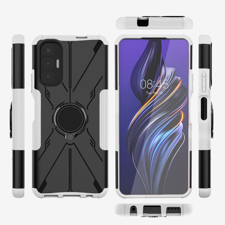 For Tecno Pova 3 Armor Bear Shockproof PC + TPU Phone Case with Ring Holder