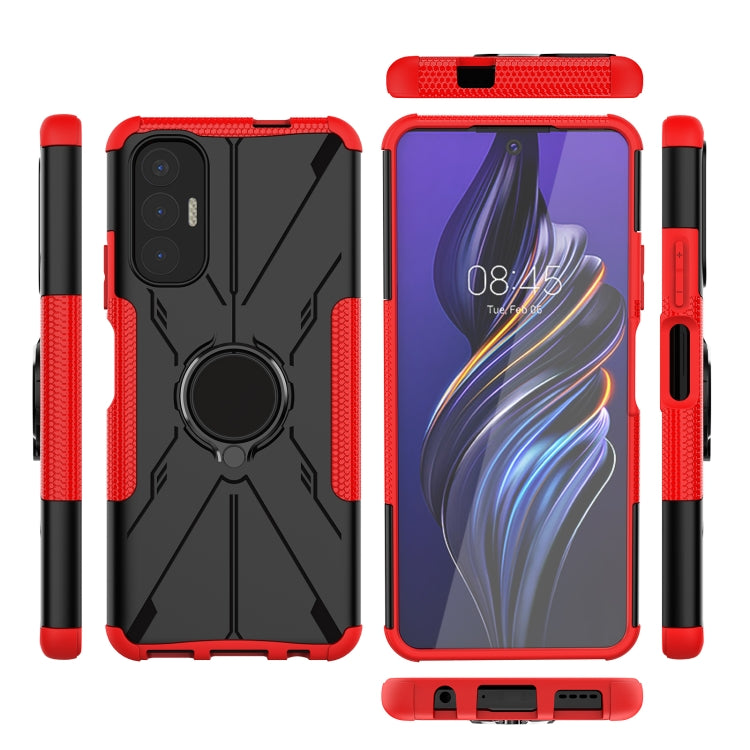 For Tecno Pova 3 Armor Bear Shockproof PC + TPU Phone Case with Ring Holder