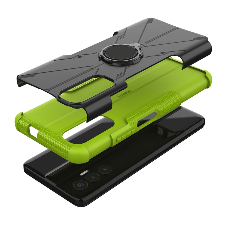 For Tecno Pova 3 Armor Bear Shockproof PC + TPU Phone Case with Ring Holder