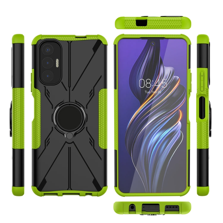 For Tecno Pova 3 Armor Bear Shockproof PC + TPU Phone Case with Ring Holder