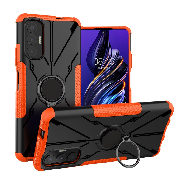 For Tecno Pova 3 Armor Bear Shockproof PC + TPU Phone Case with Ring Holder