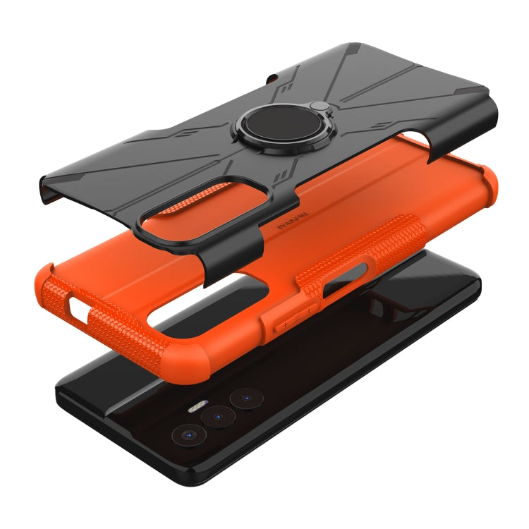 For Tecno Pova 3 Armor Bear Shockproof PC + TPU Phone Case with Ring Holder