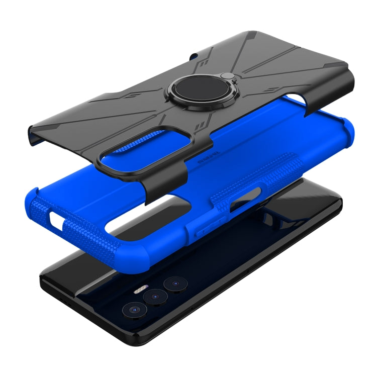 For Tecno Pova 3 Armor Bear Shockproof PC + TPU Phone Case with Ring Holder