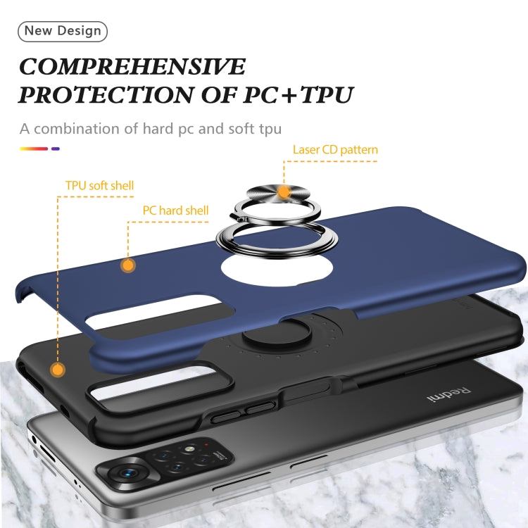 For Xiaomi Redmi Note 11 Global PC + TPU Shockproof Magnetic Phone Case with Invisible Ring Holder
