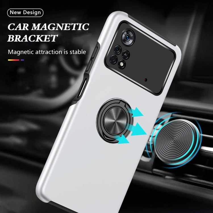 For Xiaomi Poco X4 Pro 5G PC + TPU Shockproof Magnetic Phone Case with Invisible Ring Holder