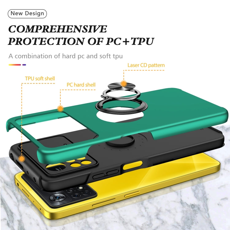 For Xiaomi Poco X4 Pro 5G PC + TPU Shockproof Magnetic Phone Case with Invisible Ring Holder