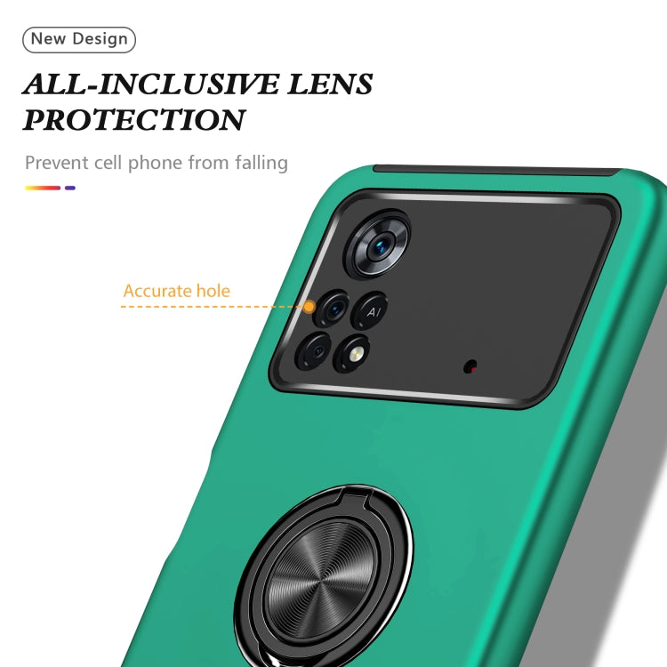 For Xiaomi Poco X4 Pro 5G PC + TPU Shockproof Magnetic Phone Case with Invisible Ring Holder