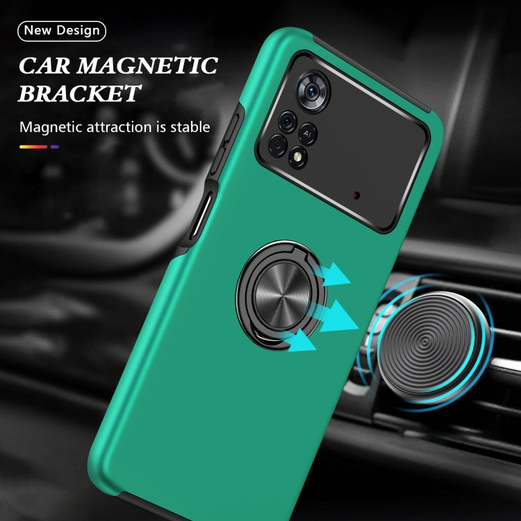 For Xiaomi Poco X4 Pro 5G PC + TPU Shockproof Magnetic Phone Case with Invisible Ring Holder