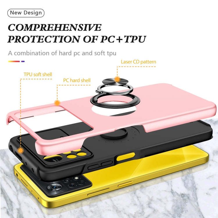 For Xiaomi Poco X4 Pro 5G PC + TPU Shockproof Magnetic Phone Case with Invisible Ring Holder