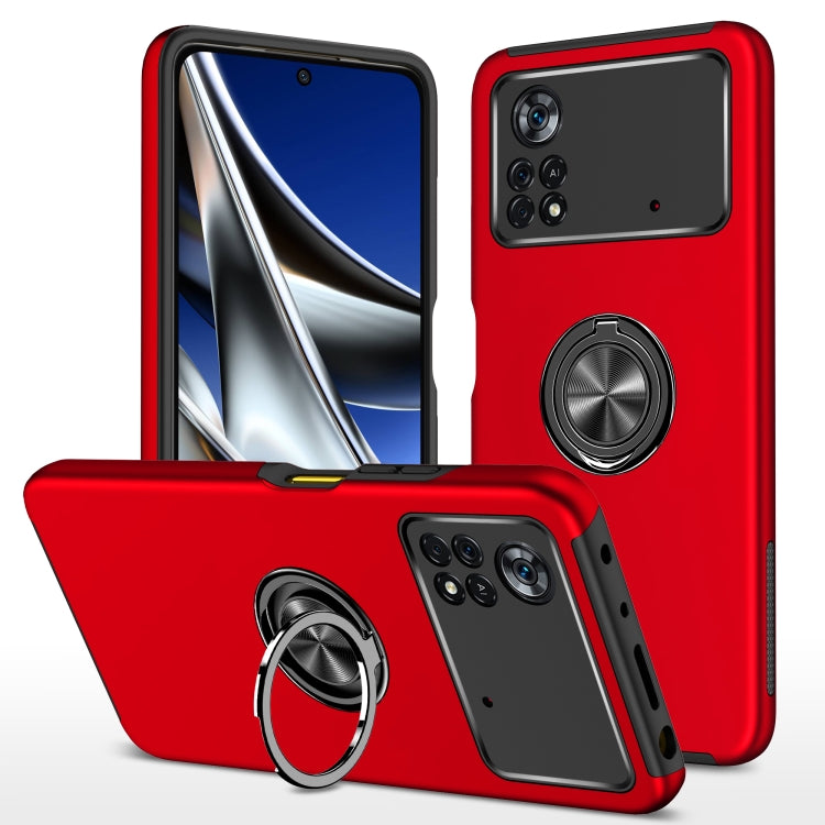 For Xiaomi Poco X4 Pro 5G PC + TPU Shockproof Magnetic Phone Case with Invisible Ring Holder