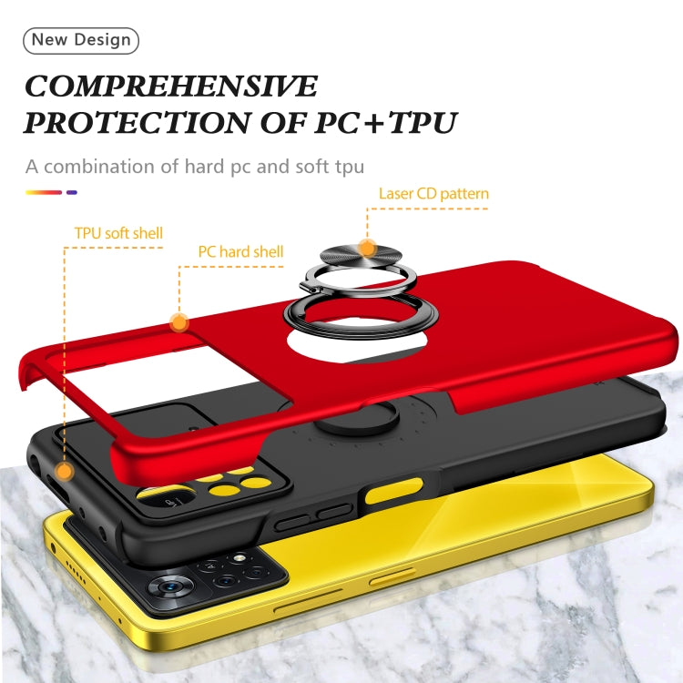 For Xiaomi Poco X4 Pro 5G PC + TPU Shockproof Magnetic Phone Case with Invisible Ring Holder