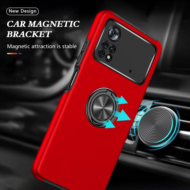 For Xiaomi Poco X4 Pro 5G PC + TPU Shockproof Magnetic Phone Case with Invisible Ring Holder