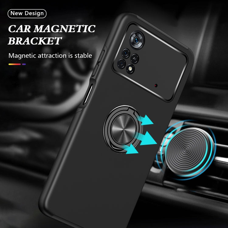 For Xiaomi Poco X4 Pro 5G PC + TPU Shockproof Magnetic Phone Case with Invisible Ring Holder